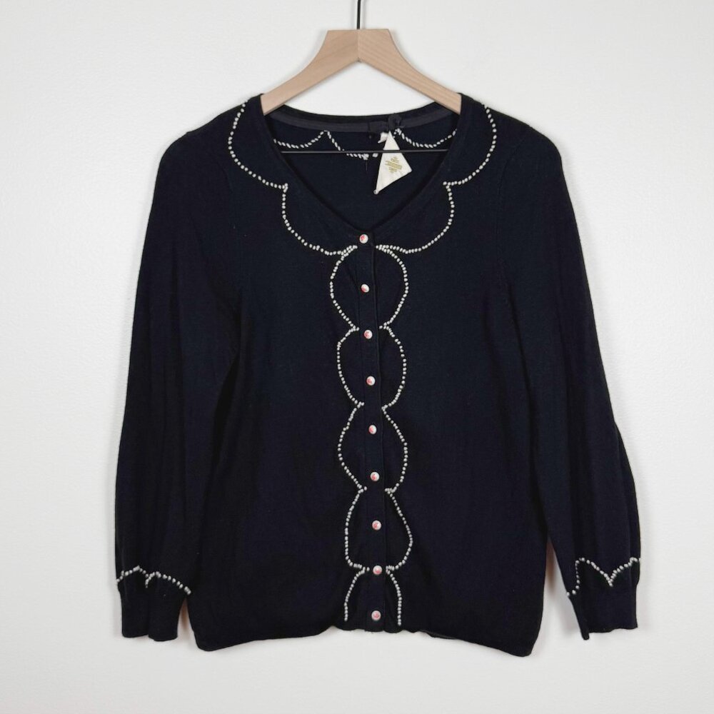 Anthropologie Monogram Clipped Etymology Cardigan Size L